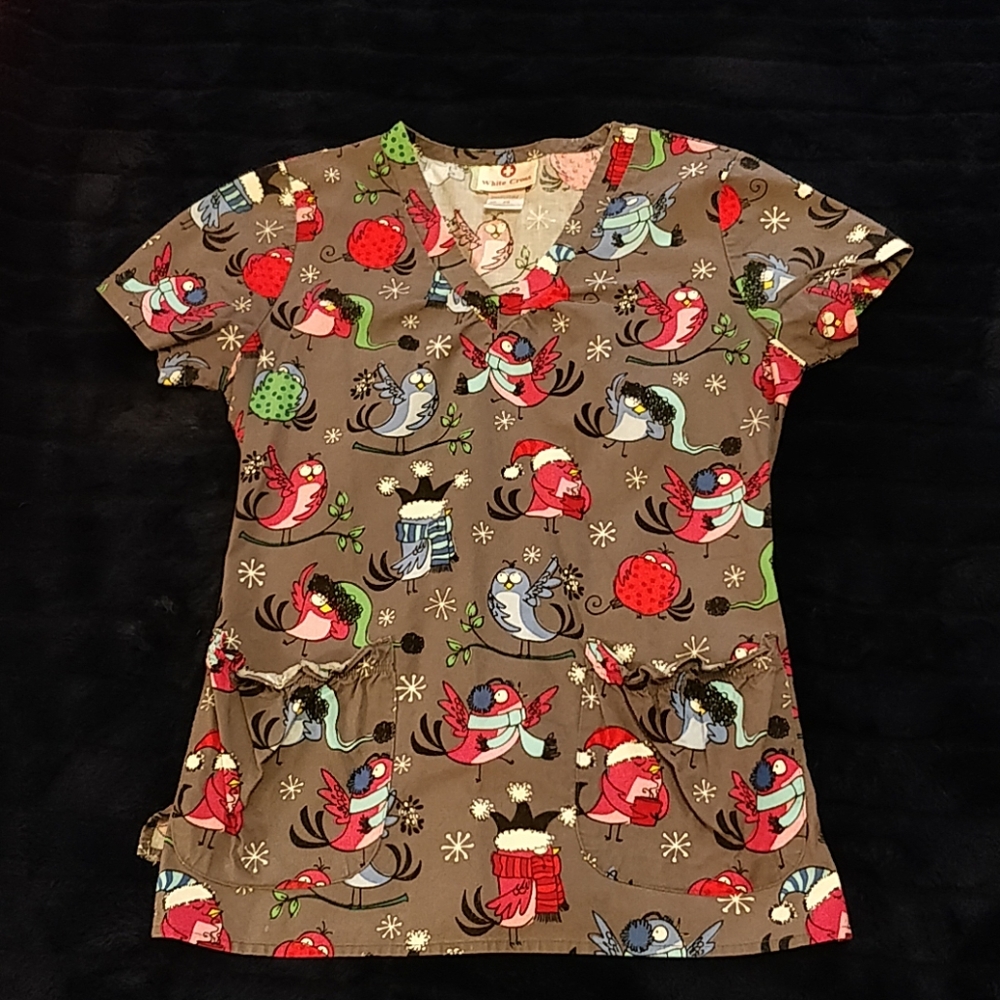 Christmas birds holiday Scrubs